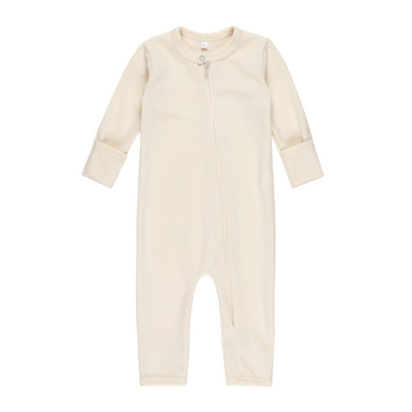 Merino Wool Baby Overall – White