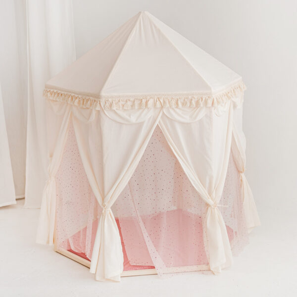 Boho Pavilion Playhouse Tent with Tulle & Tassels