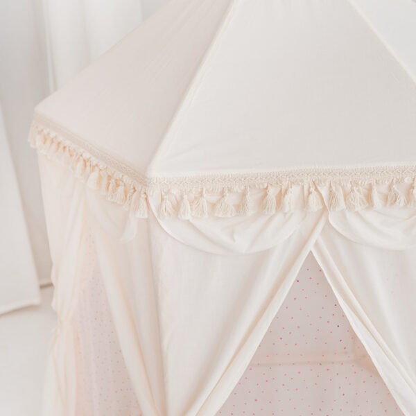 Boho Pavilion Playhouse Tent with Tulle & Tassels