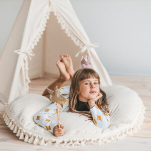 Boho Kids Teepee with Tassels – Ecru, 165 cm
