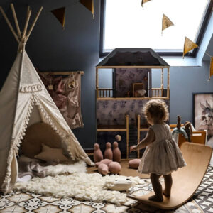 Boho Kids Teepee with Tassels – Ecru, 165 cm