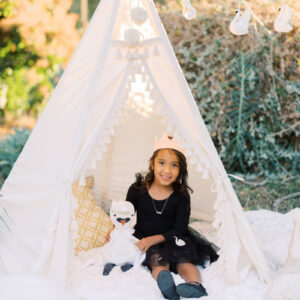 Boho Kids Teepee with Tassels – Ecru, 165 cm