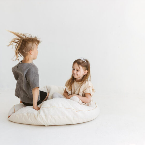 Bouclé Kids Floor Cushion – Ecru, 100 cm