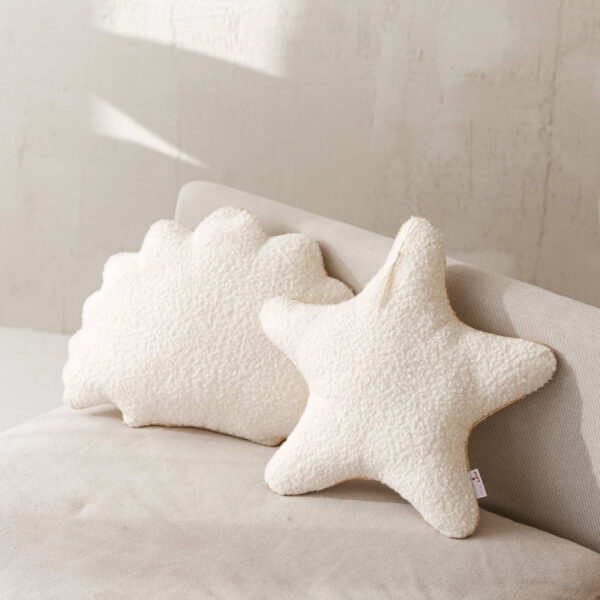 Bouclé Seashell & Starfish Cushions – Ecru, Set of 2