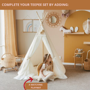 Fairy Kids Play Tent with Tulle – Ecru, 165 cm