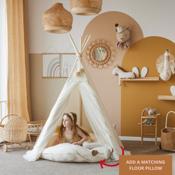 Fairy Kids Play Tent with Tulle – Ecru, 165 cm