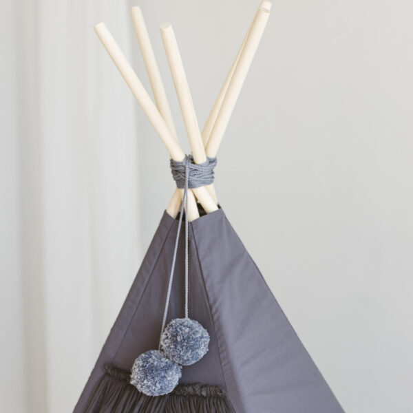 Fairy Kids Play Tent with Tulle – Grey, 165 cm