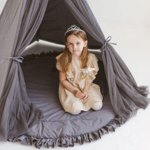 Fairy Kids Play Tent with Tulle – Grey, 165 cm
