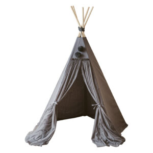 Fairy Kids Play Tent with Tulle – Grey, 165 cm