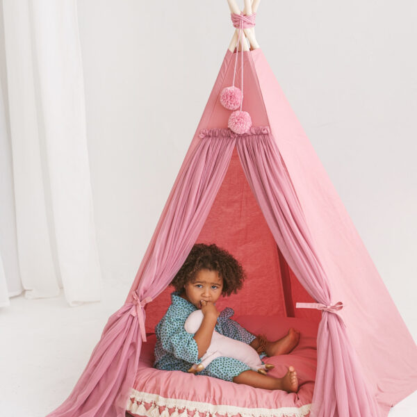Fairy Kids Play Tent with Tulle – Rose, 165 cm