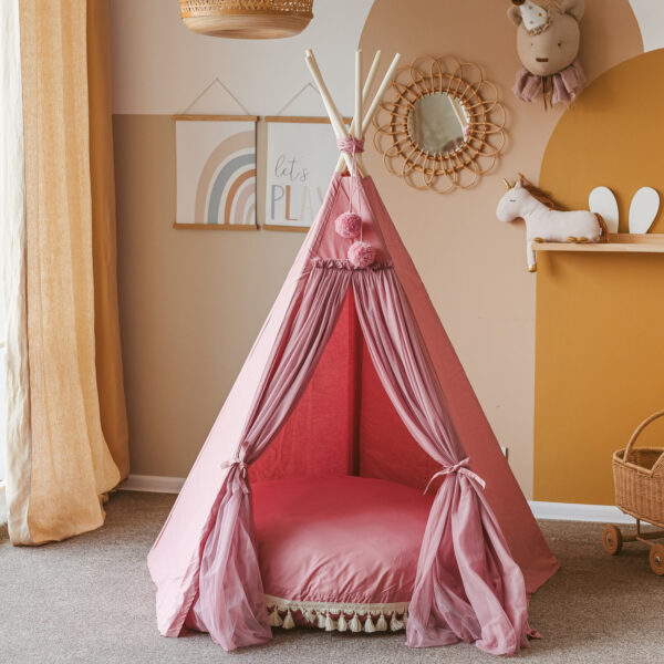 Fairy Kids Play Tent with Tulle – Rose, 165 cm