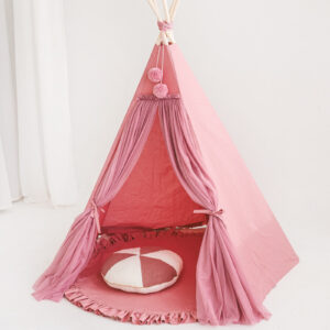 Fairy Kids Play Tent with Tulle – Rose, 165 cm