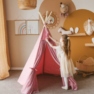 Fairy Kids Play Tent with Tulle – Rose, 165 cm