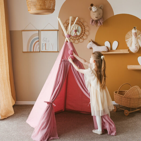 Fairy Kids Play Tent with Tulle – Rose, 165 cm