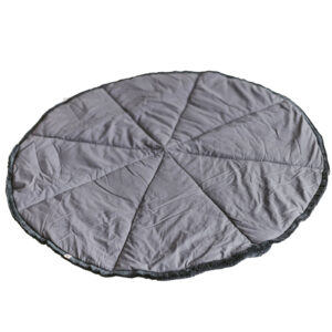 Round Play Mat with Cotton Fringe – Grey, 115 cm