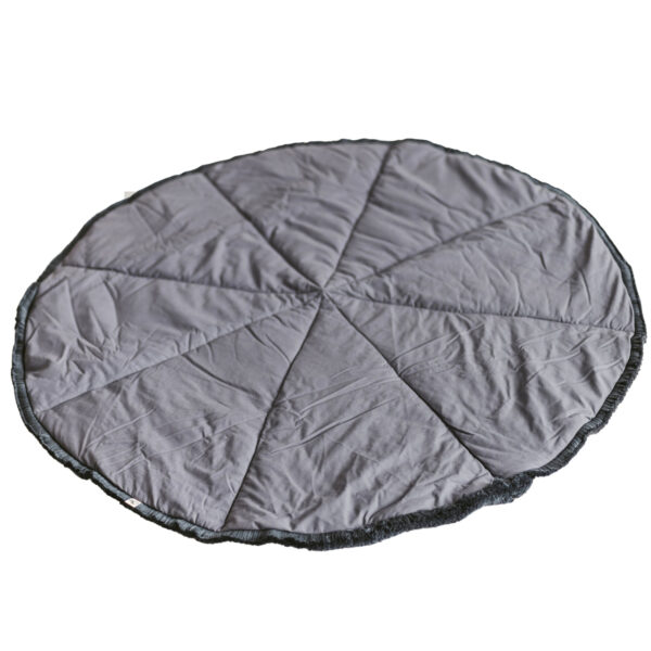 Round Play Mat with Cotton Fringe – Grey, 115 cm
