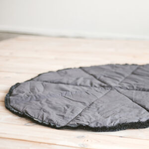 Round Play Mat with Cotton Fringe – Grey, 115 cm