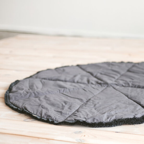 Round Play Mat with Cotton Fringe – Grey, 115 cm
