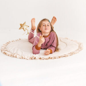 Round Kids Play Mat with Ruffled Border – Ecru, 125 cm