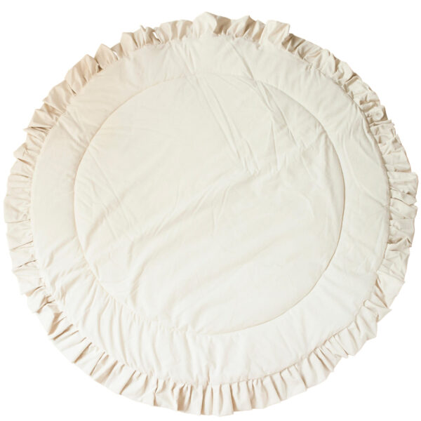 Round Kids Play Mat with Ruffled Border – Ecru, 125 cm