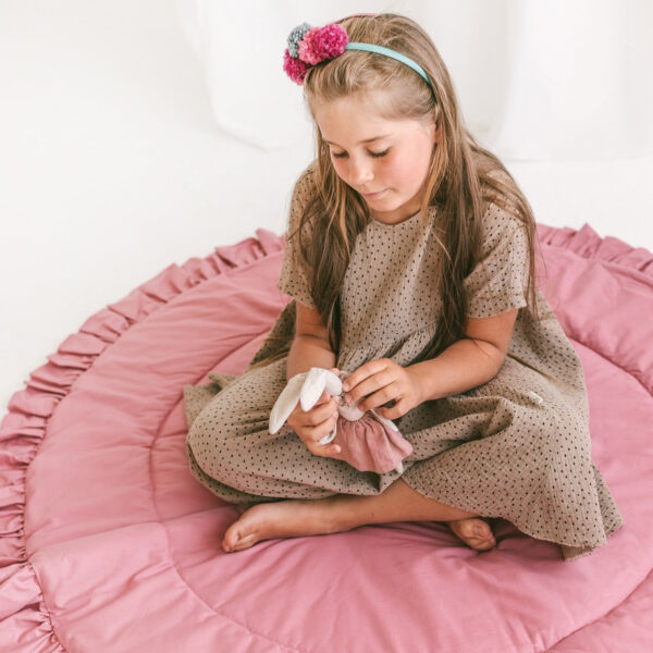 Round Kids Play Mat with Ruffled Border – Rose, 125 cm