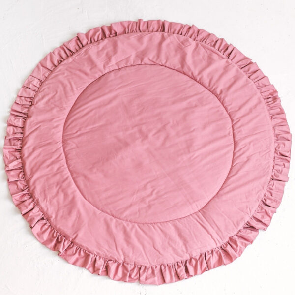 Round Kids Play Mat with Ruffled Border – Rose, 125 cm