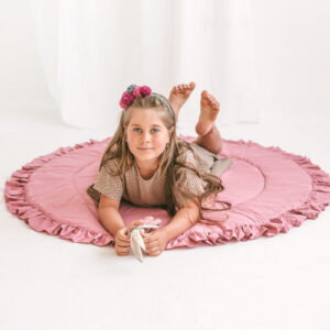 Round Kids Play Mat with Ruffled Border – Rose, 125 cm