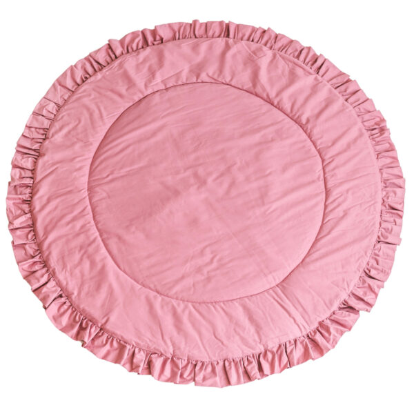 Round Kids Play Mat with Ruffled Border – Rose, 125 cm