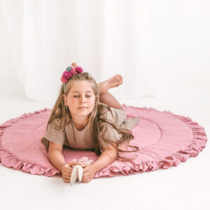 Round Kids Play Mat with Ruffled Border – Rose, 125 cm