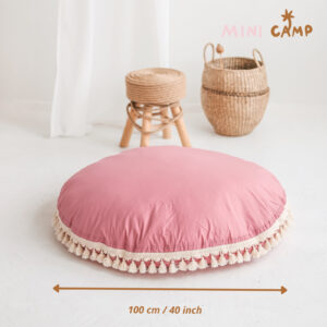 Round Floor Cushion with Tassels – Rose, 100 cm