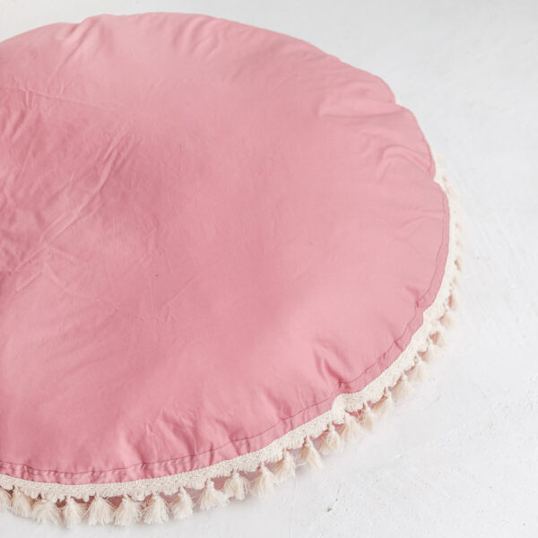 Round Floor Cushion with Tassels – Rose, 100 cm