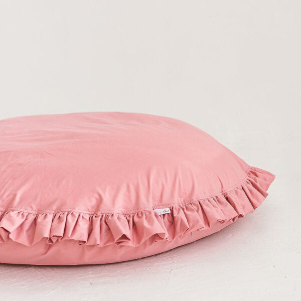 Round Floor Cushion with Ruffled Edges – Pink, 100 cm