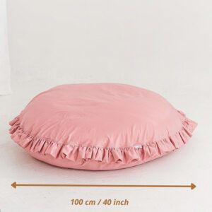Round Floor Cushion with Ruffled Edges – Pink, 100 cm