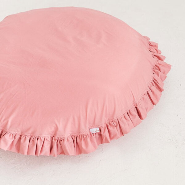 Round Floor Cushion with Ruffled Edges – Pink, 100 cm