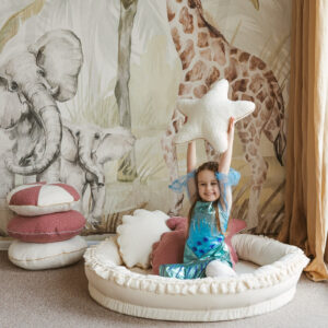 Round Nest Play Mat & Kids Lounger – Ecru, 110 cm
