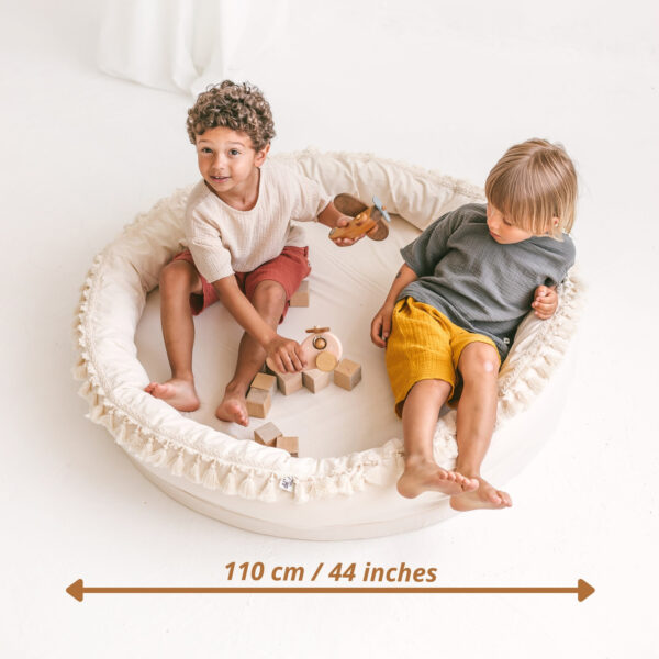 Round Nest Play Mat & Kids Lounger – Ecru, 110 cm