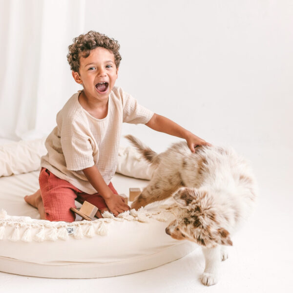 Round Nest Play Mat & Kids Lounger – Ecru, 110 cm
