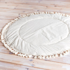 Padded Round Play Mat with Tassels – Ecru, 115 cm