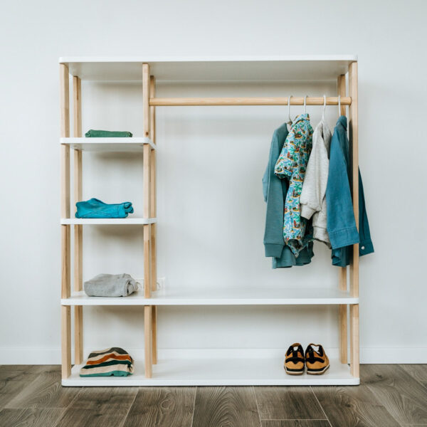 Modular Montessori Wardrobe – Solid Wood, 100 × 110 cm