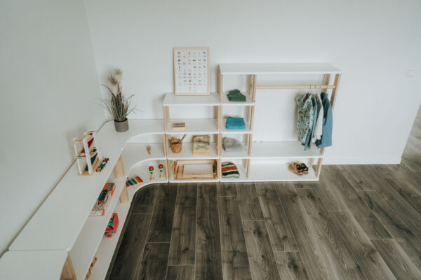 Modular Montessori Wardrobe – Solid Wood, 100 × 110 cm
