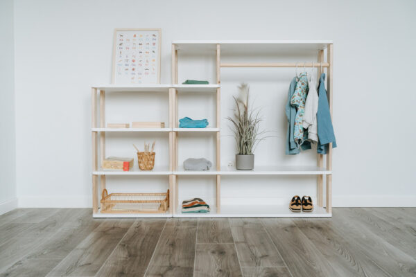 Modular Montessori Wardrobe – Solid Wood, 100 × 110 cm