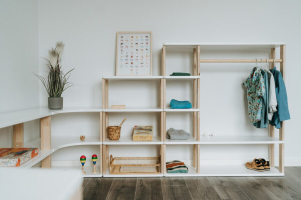 Modular Montessori Wardrobe – Solid Wood, 100 × 110 cm