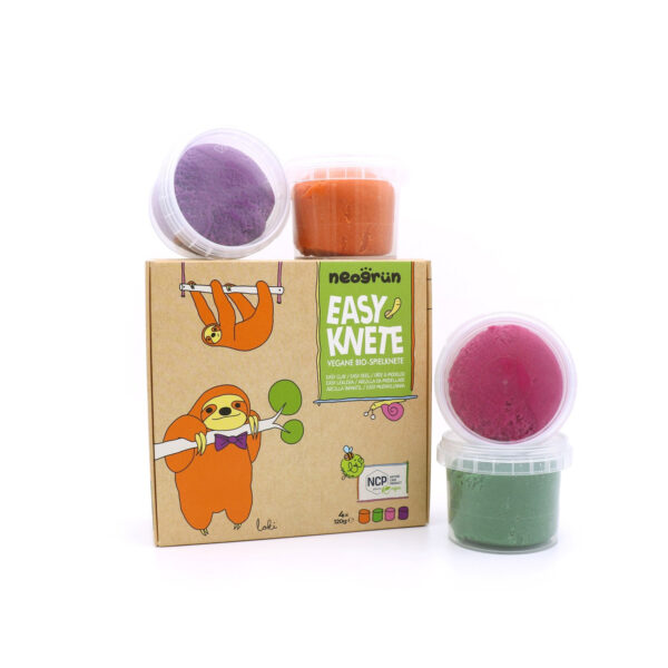 Organic Easy Clay Set 4 × 120 g – Orange, Green, Pink, Violet