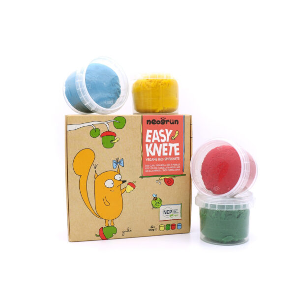 Organic Easy Clay Set 4 × 120 g – Yellow, Green, Red, Blue