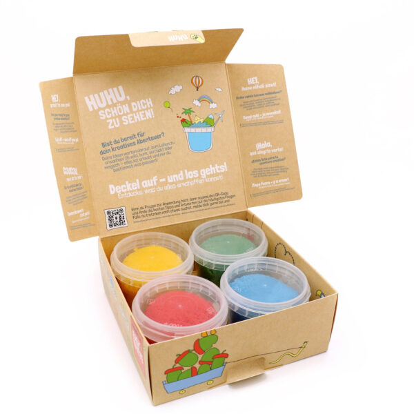 Organic Easy Clay Set 4 × 120 g – Yellow, Green, Red, Blue