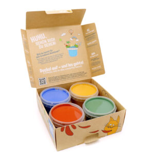 Organic Finger Paint Set 4 × 120 g – Blue, Yellow, Red, Green