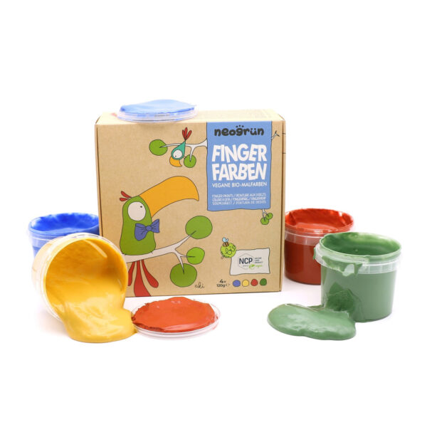 Organic Finger Paint Set 4 × 120 g – Blue, Yellow, Red, Green
