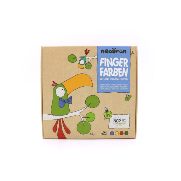 Organic Finger Paint Set 4 × 120 g – Blue, Yellow, Red, Green