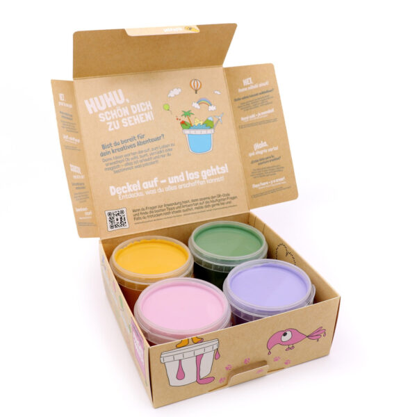 Organic Finger Paint Set 4 × 120 g – Yellow, Green, Pink, Violet