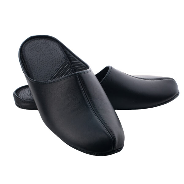 Sänna Men’s Leather Slippers – Black